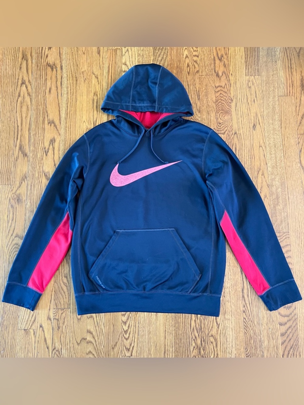 Nike Therma-Fit Dri-Fit Men's Small Black Red Sweatshirt Hoodie